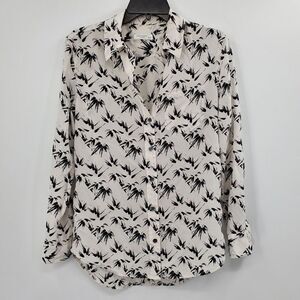 Women's Equipment Silk Black‎ Ivory Print Blouse Top Size XS